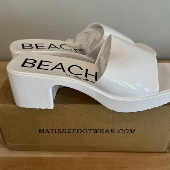 NEW Beach by Matisse Wade White Jelly Platform Vacation Slip-on Open Toe Heels - Picture 1 of 6